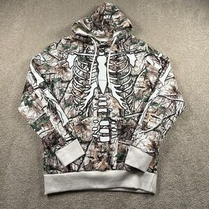 Rebel Vengeance Men's Small Camo Skeleton Rib Cage Hoodie Kangaroo Pocket